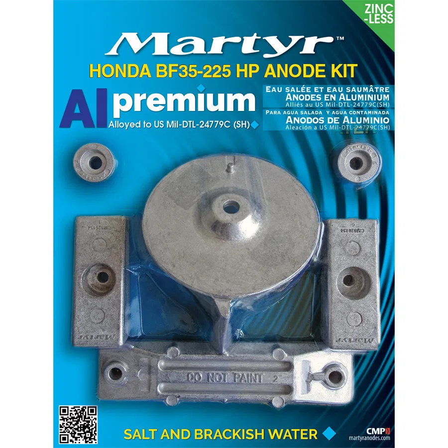 CMHBF35225KITA – CMP GROUP Marine Anode Kit, For Use In Salt And Brackish Water Fits Honda 35 To 225 Horsepower Outbo...
